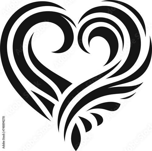 love, heart shape, in modern tribal tattoo, abstract line art, minimalist contour,