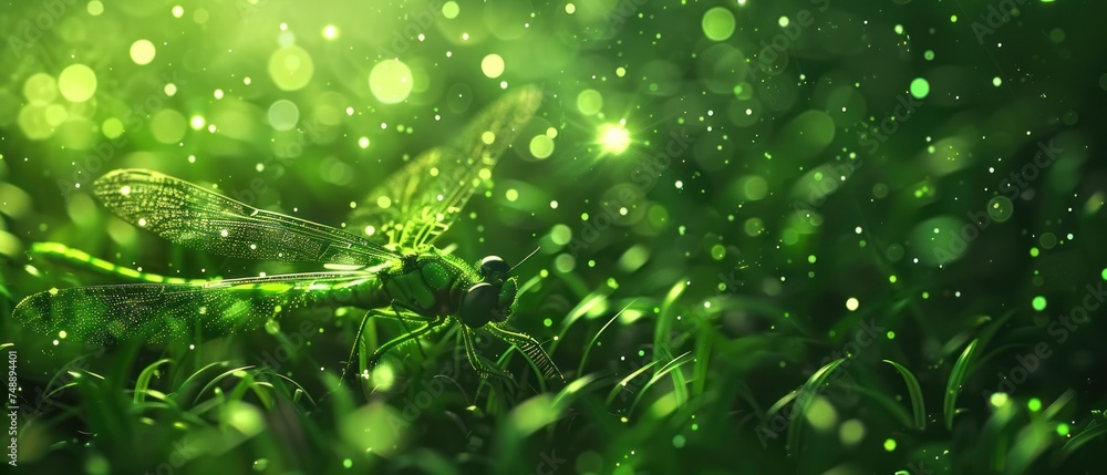 a close up of a green dragon in a field of grass with boke of light shining in the background. a close up of a green dragon in a field of grass with boke of light shining in the background.