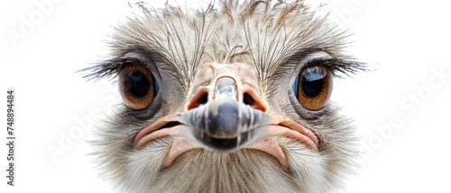 a close up of an ostrich's face with an odd looking look on it's face.