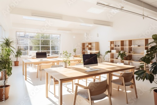 Co-working space filled with natural light An airy  inviting workplace  a modern design co-working space that wants to attract clients 