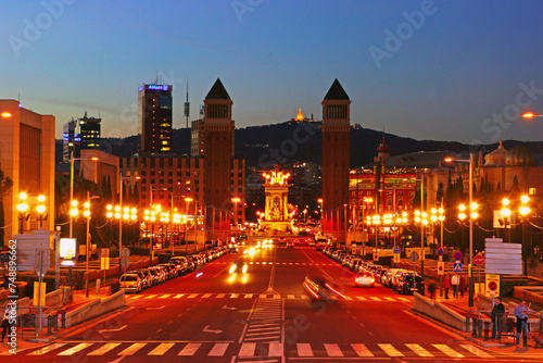 View at Plaza de Espana in Barcelona, Spain. Square is built at 1916 on the occasion of the 1929 International Exhibition.