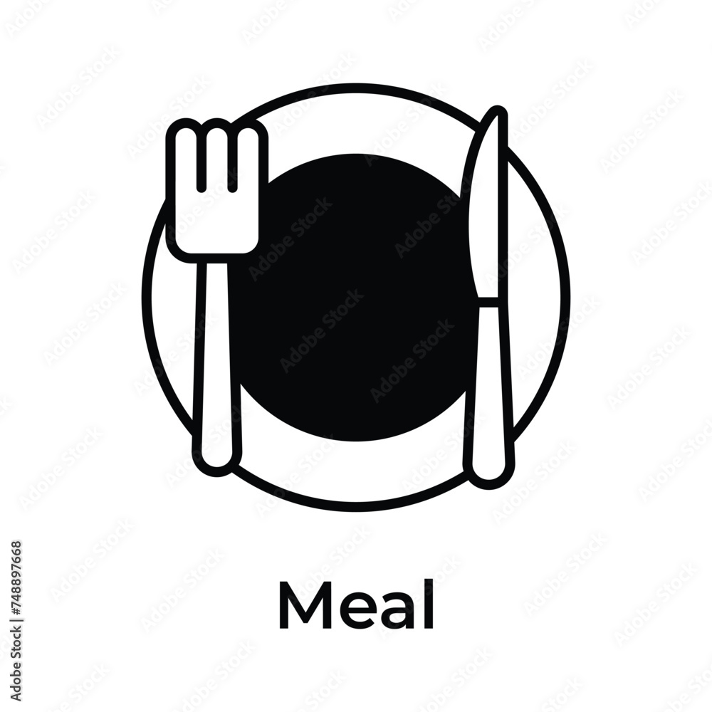 Fork and knife with plate denoting meal vector design Fork and knife with plate denoting meal vector design