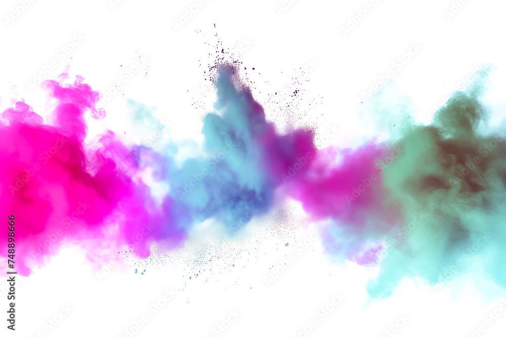 colorful holi splashes on white background