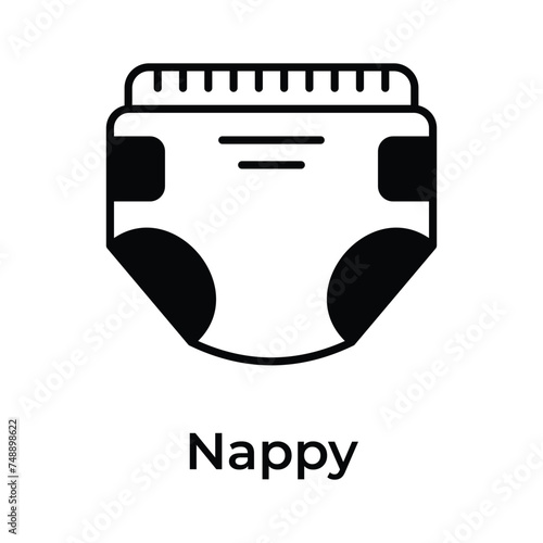Baby diaper, premium icon of baby nappy in modern style