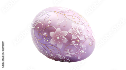 Purple Egg With Painted Flowers, cut out Easter symbol