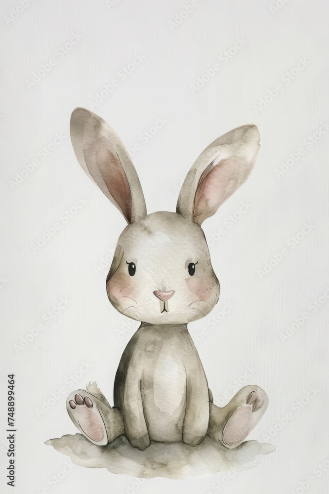 Obraz premium White rabbit sitting on the ground