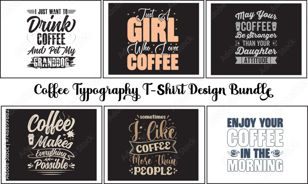 Set of coffee lettering vector T-shirt  Bundle Design

