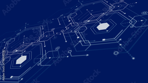 Geometric lines and squares. Abstract technology background. Technical drawing . illustration.