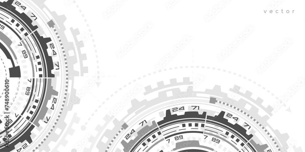Hud Futuristic .Technical drawing.Electronic interface of the future . Fantastic circle .Drawing details .Vector illustration .
