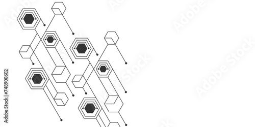 Abstract geometric background made of lines. Isometric squares. Technological drawing. Vector illustration .