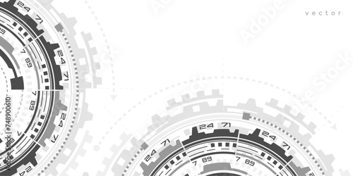 Hud Futuristic .Technical drawing.Electronic interface of the future . Fantastic circle .Drawing details .Vector illustration .
