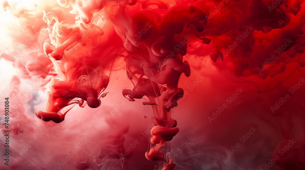 Red ink in water. Abstract background. 3d rendering, 3d illustration.