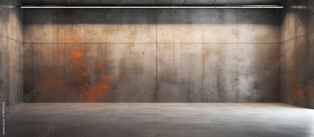 An empty room featuring smooth concrete walls and a single source of light illuminating the space. The room exudes a minimalist and industrial feel, with a sense of emptiness and simplicity. An empty room featuring smooth concrete walls and a single source of light illuminating the space. The room exudes a minimalist and industrial feel, with a sense of emptiness and simplicity.