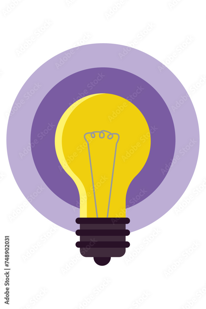 Bulb image in yellow with purple circle, editable bulb image Bulb image in yellow with purple circle, editable bulb image