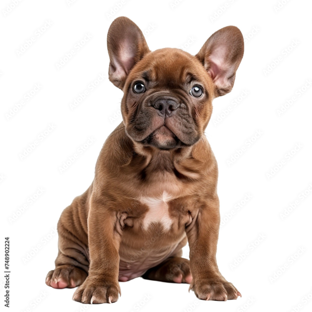 Bordeaux puppy dog is sitting forward. isolated on a white background.