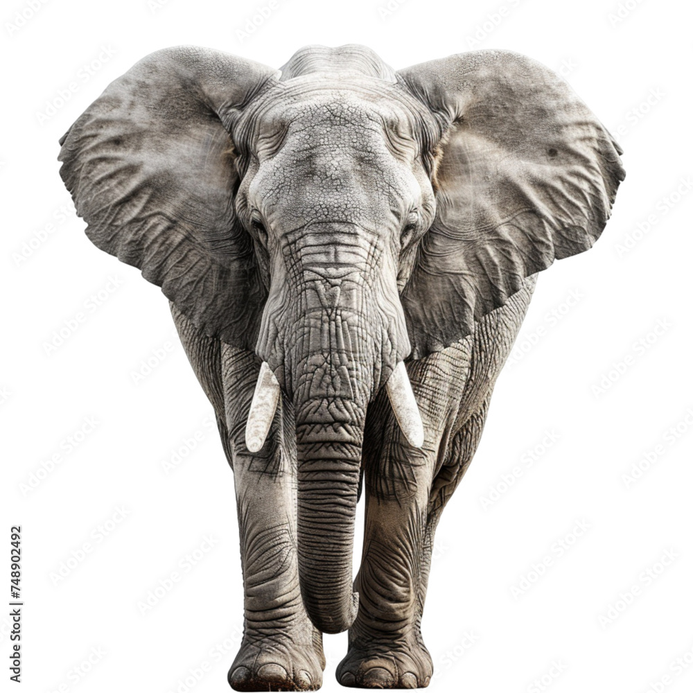 Fototapeta premium Elephant on isolated on white background. With clipping path