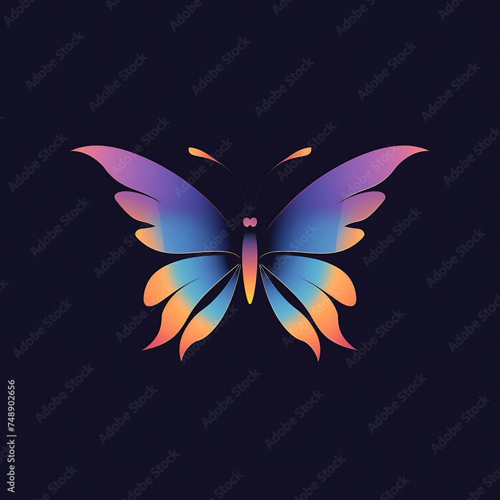Fototapeta premium Graceful Flight: Elegant Butterfly Silhouette Logo