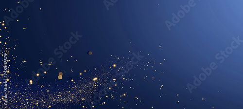 Navy Blue Glitter Dust with Golden Shimmer, Abstract Background photo