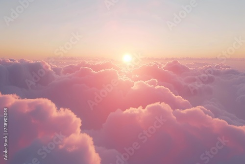 Witness the breathtaking beauty of Sunrise Over Clouds, where the morning sun casts a warm glow.