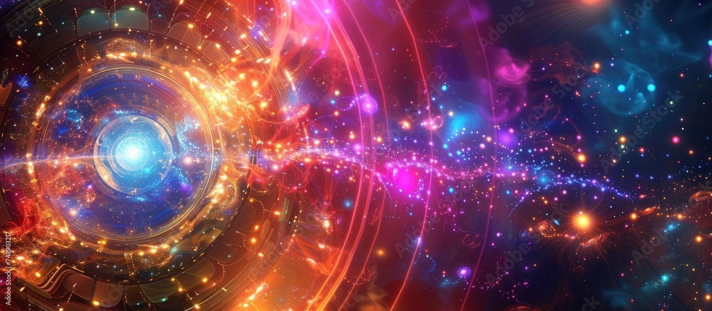 Fototapeta premium neon fractal wallpaper Futuristic Reality and Cosmic Wonders
