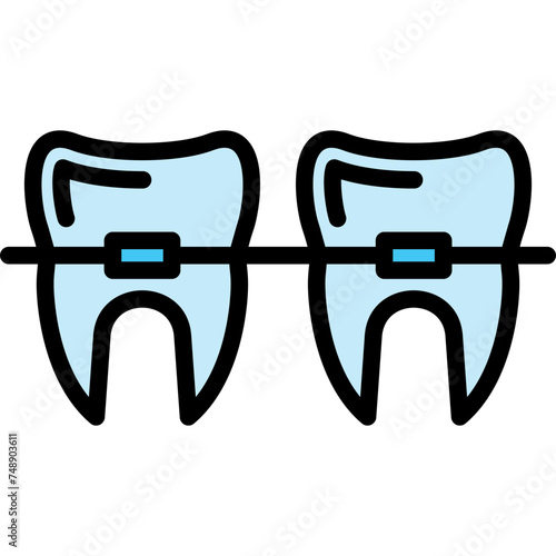 Braces Vector Line Filled Icon