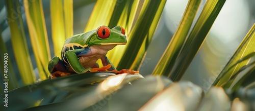 Amphibian Wildlife Frog in the Lush Amazon Rainforest. AI generated