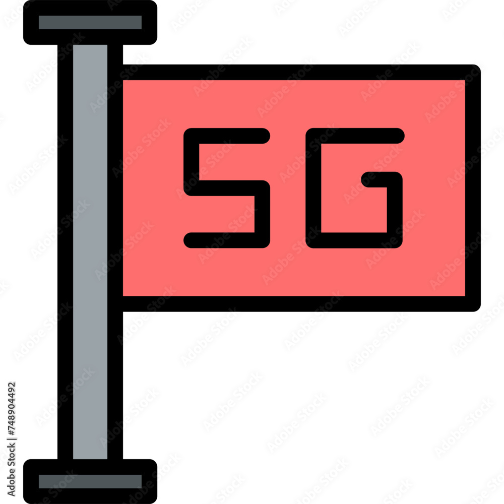 5G-3 Vector Line Filled Icon 5G-3 Vector Line Filled Icon