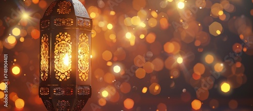 The lantern illustration creates a beautiful and shining atmosphere, symbolizing joy and generosity at important religious celebrations. photo