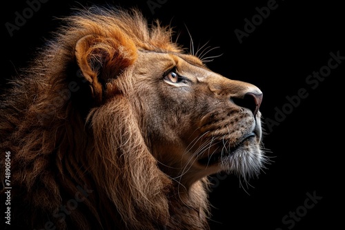 Magnificent King of the Jungle  Male Lion s Portrait Against Black Backdrop Reveals Intricate Details