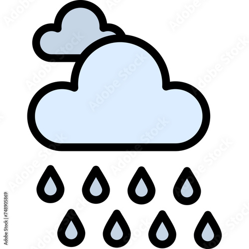 Rain Vector Line Filled Icon