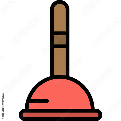 Plunger Vector Line Filled Icon