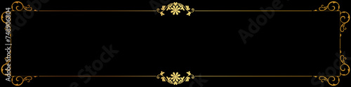 label border Vintage Thai pattern frame gold black background