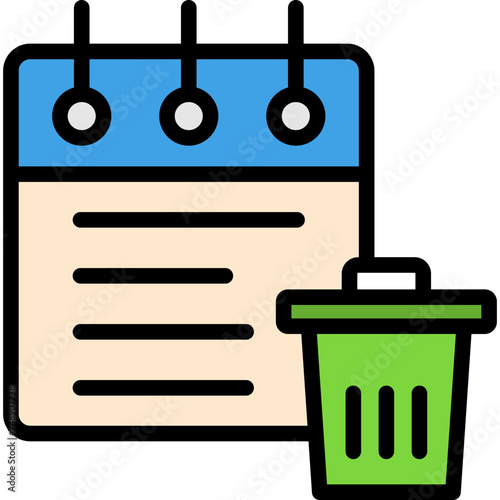 Trash Can Vector Line Filled Icon