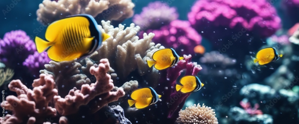 Obraz premium Wonderful and beautiful underwater world with corals and tropical fish