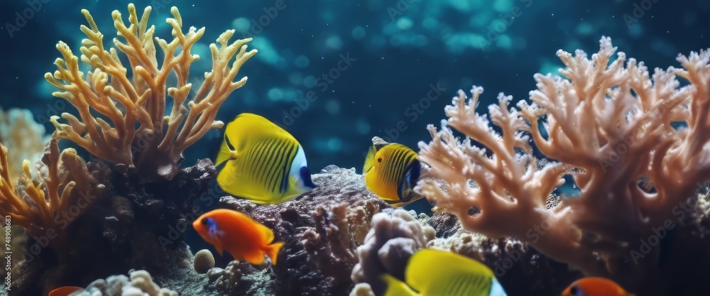 Fototapeta premium Wonderful and beautiful underwater world with corals and tropical fish