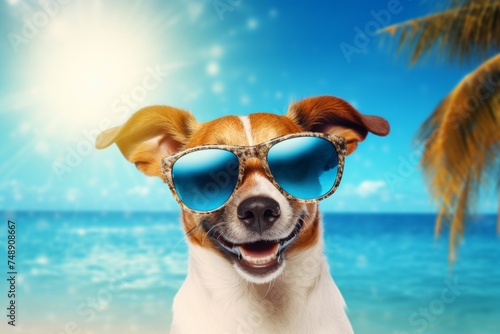 Funny dog in sunglasses, banner