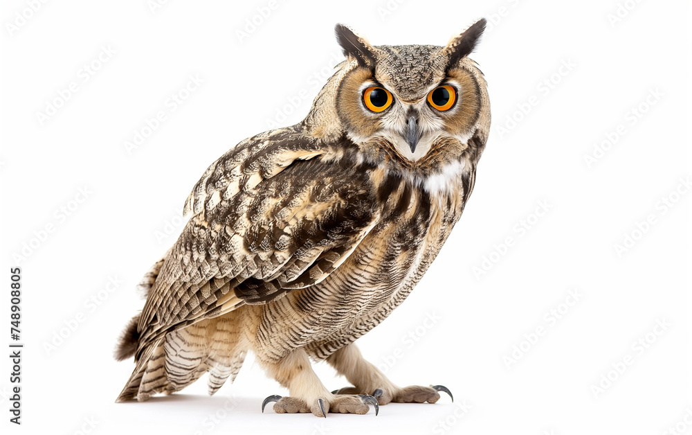 Owl isolated on white background. Generative AI Owl isolated on white background. Generative AI