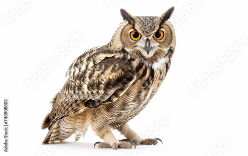 Owl isolated on white background. Generative AI