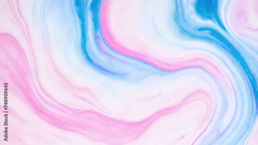 Pink and Blue dynamic background mixing liquid paints art. Modern futuristic pattern marble translucent colors texture