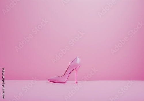 Elegant pink high heel shoes on a pink background, ideal for fashion and retail advertising.