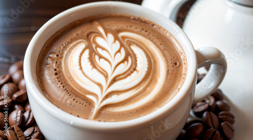 cup of coffee with beans