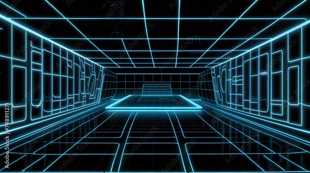custom made wallpaper toronto digitala dark, grid-like background reminiscent of the Tron Legacy movie. The neon lines can traverse the grid, producing a visually striking and futuristic composition.
