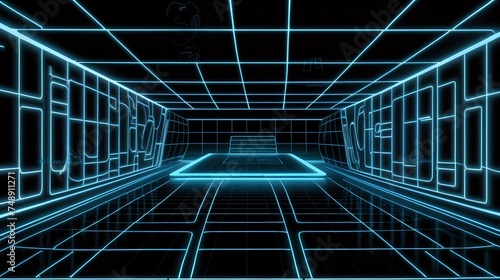 a dark, grid-like background reminiscent of the Tron Legacy movie. The neon lines can traverse the grid, producing a visually striking and futuristic composition.