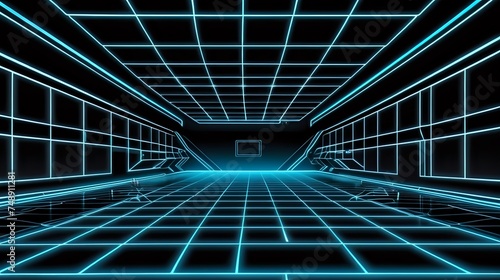 a dark, grid-like background reminiscent of the Tron Legacy movie. The neon lines can traverse the grid, producing a visually striking and futuristic composition.