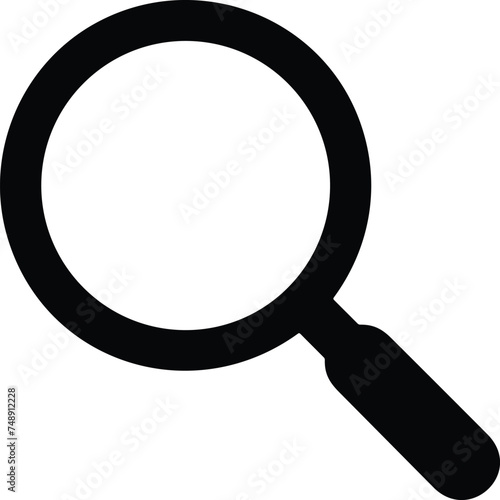 Explore or find flat icon. Search magnifying glass for apps and websites vector sign photo