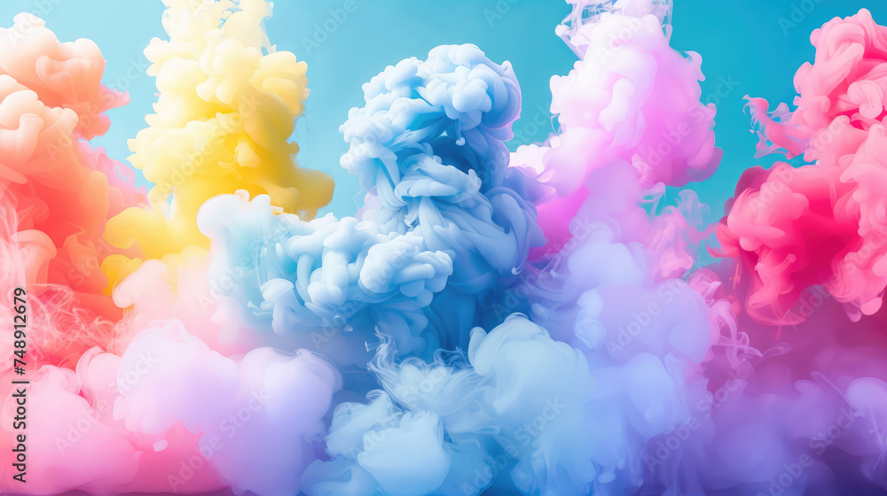 Fototapeta premium Abstract background, colorful mix background in red, yellow, blue, green, orange colors, shape of the clouds or textured smoke