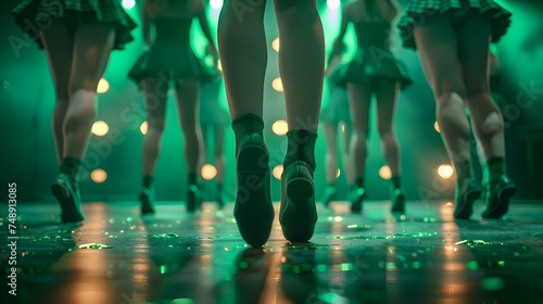 Irish Dancing Legs in Close-up  St Patrick s Celebration on Stage. Concept Irish Dance  Close-up  St  Patrick s Celebration  Stage Performance  Legs