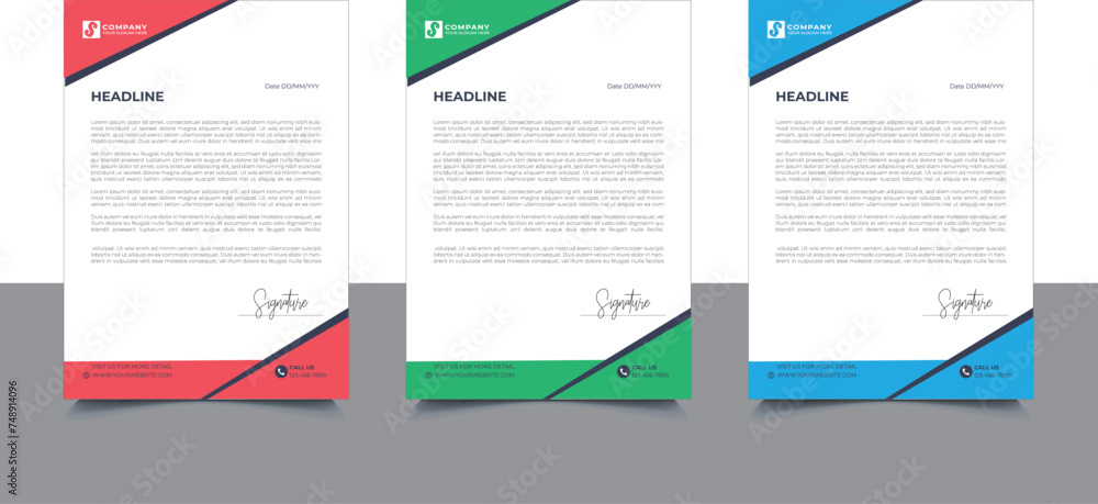 Professional Company Business Letterhead Template Design With Various Colors Bundle For Corporate Office Professional Company Business Letterhead Template Design With Various Colors Bundle For Corporate Office