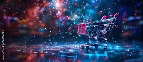 Dreamy Pointillism Shopping Cart on a Bright Cloudy Night photo