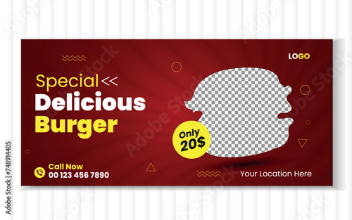 Modern Restaurant Burger Sale banner billboard banner or food banner design template (ID: 748914405)